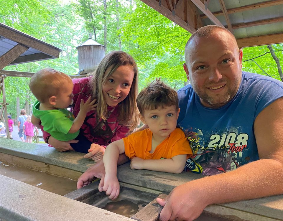 Family enjoying spring break camping at Jellystone Park Mill Run
